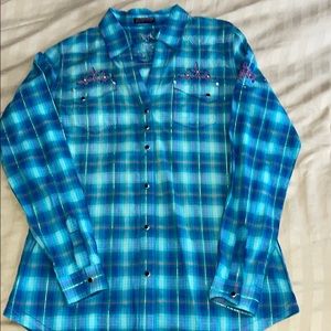 Plaid button down Country and western shirt